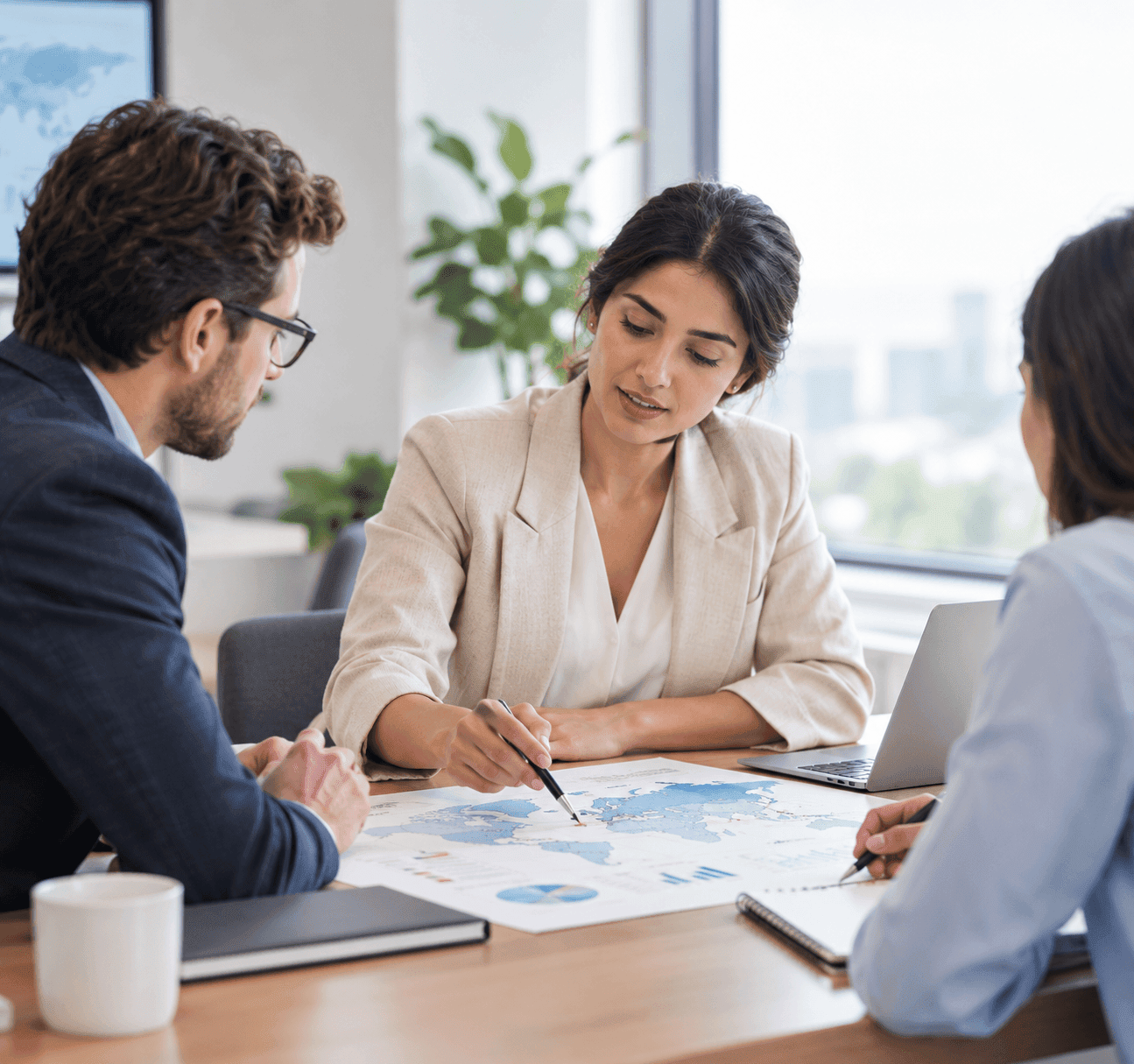 Professional strategic discussion with market planning